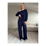 YK FASHION Düşük Omuz Detaylı Salaş Takım