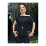 YK FASHION Düşük Omuz Kemer Detaylı Bluz