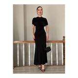YK FASHION Omuz Detaylı Sıfır Kol Elbise