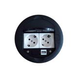 YKA Masa Üstü Priz Kutusu Gömme Tip Siyah + 2 Ad. Priz + 1 Ad. USB Geçiş