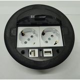 YKA Masa Üstü Priz Siyah+ 2 Ad. Priz+1 Ad. Usb+1 Ad. Ethernet Geçiş