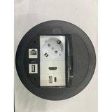 YKA Masa Üstü Priz Siyah Type C ve USB Şarj Çıkışlı