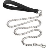 YKISIL Zincir Ağır Hizmet Tipi Metal Köpek Tasması, 4FTx3mm Çiğnemeye Dayanıklı Pet Tasma Zinciri Yumuşak Yastıklı Saplı Büyük ve Orta Boy Köpekler için Yürüyüş, Eğitim ve Seyahat (0-80 lbs)