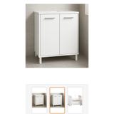 Ykm Şık Beyaz Banyo Alt Dolabı (10cm ayaklı,) Lavabo Dolabı72*45*40 Raflı, Çift Kapaklı
