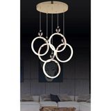 Yldrm Ld 073 5 Model Gold 3 Renkli Salon ve Oturma Odası Için Ideal Alüminyum Avize, 35X70 - Beyaz -Sarı - Gün Işığı