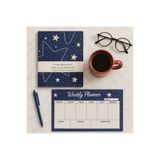 YLDZ A4 Boy Weekly Planner - Haftalık Planlayıcı & A4 Boy 48 Sayfa Çizgili Tel Dikiş Defter Yıldızlı