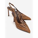 YLENA Taba Transparan File Detaylı Kadın İnce Topuklu Ayakkabı