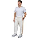 YM PAZARLAMA Erkek 3 Iplik Pamukku Garnili Şeritli Cepli Eşofman Altı Pantolon - Beyaz - 2XL