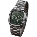 YM PAZARLAMA Erkek Gümüş Metal Kordon Analog Kol Saati Yeşil Kadran Takvim Göstergeli - Gümüş