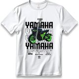 Ymh Mt0 847CC Motorcu Tişört Model Unisex %100 Cotton Pamuk Rahat Regular Baskı Motor T-Shirt - Beyaz