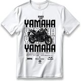 Ymh MT25 Motorcu Tişört Model Unisex %100 Cotton Pamuk Rahat Regular Baskı Motor T-Shirt - Beyaz