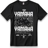 Ymh MT25 Motorcu Tişört Model Unisex %100 Cotton Pamuk Rahat Regular Baskı Motor T-Shirt - Siyah