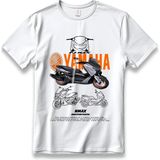 Ymh Nmax Motorcu Tişört Model Unisex %100 Cotton Pamuk Rahat Regular Baskı Motor T-Shirt - Beyaz