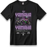 Ymh R6 Motorcu Tişört Model Unisex %100 Cotton Pamuk Rahat Regular Baskı Motor T-Shirt - Siyah
