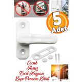 YMK Bebek Çocuk Pimapen Pvc Kapı Pencere Emniyet Koruma Kilidi Mandalı Cam Kilidi Beyaz (5 ADET)