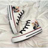 Ymn Ayakkabı Black Pink Baskılı, Siyah Bağcıklı, Beyaz Bilekli Spor Ayakkabı Çocuk Sneaker Blackpink