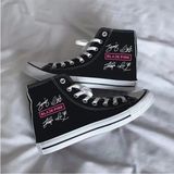 Ymn Ayakkabı Black Pink Yazılı Baskılı Siyah Bilekli Spor Ayakkabı Çocuk Sneaker