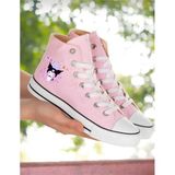 Ymn Ayakkabı Çince Kuromi Baskılı, Pudra Pembe Bilekli Spor Ayakkabı, Çocuk Sneaker