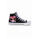 Ymn Ayakkabı Fun Girl Baskılı Lila Bağcıklı Bilekli Siyah Çocuk Sneaker