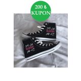 Ymn ayakkabı Günlük Keten Bilekli Black Pink Baskılı Siyah Uzun Sneaker Canvas Spor Ayakkabı BLACKPİNK
