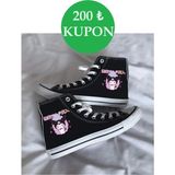 Ymn ayakkabı Günlük Keten Chinese Kuromi Baskılı Siyah Uzun Sneaker Canvas Spor Ayakkabı
