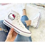 Ymn ayakkabı Hello Kitty Baskılı, Beyaz Bilekli Spor Ayakkabı Çocuk Sneaker