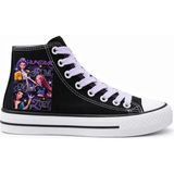 Ymn Ayakkabı Huntrax New Baskılı Lila Bağcıklı Bilekli Siyah Çocuk Sneaker