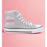 Ymn Ayakkabı Imzalı Black Pink Baskılı, Gri Bilekli Spor Ayakkabı, Çocuk Sneaker