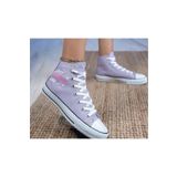 Ymn ayakkabı İmzalı Black Pink Baskılı, Lila Bilekli Spor Ayakkabı, Çocuk Sneaker