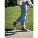 Ymn Ayakkabı Kahverengi Uzun Keten Spor Ayakkabı, Bilekli Unisex Sneaker