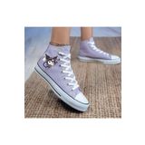 Ymn ayakkabı Kuromi Baskılı Lila Bilekli Spor Ayakkabı Çocuk Sneaker