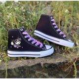 Ymn Ayakkabı Kuromi Baskılı, Lila&pembe Bağcıklı, Siyah Bilekli Spor Ayakkabı Çocuk Sneaker - Siyah - Lila - Pembe