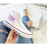 Ymn ayakkabı Kuromi Ve My Melody Baskılı, Beyaz Bilekli Spor Ayakkabı, Çocuk Sneaker
