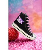 Ymn ayakkabı Kuromi Ve My Melody Baskılı, Pembe Bağcıklı, Siyah Bilekli Spor Ayakkabı Çocuk Sneaker