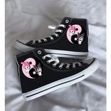 Ymn Ayakkabı Kuromi ve My Melody Baskılı Siyah Bilekli Spor Ayakkabı Çocuk Sneaker - Siyah - Pembe