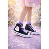 Ymn Ayakkabı Lumi Baskılı Lila Bağcıklı Bilekli Siyah Çocuk Sneaker