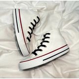 Ymn Ayakkabı Siyah Bağcıklı, Beyaz Bilekli Spor Ayakkabı Çocuk Sneaker