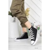 Ymn ayakkabı Siyah Unisex Bağcıklı Keten Bilekli Çocuk Genç Yetişkin Sneaker Günlük Spor Ayakkabı Convers Sneaker