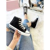 Ymn Ayakkabı Siyah Uzun Keten Spor Ayakkabı, Bilekli Unisex Sneaker