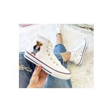 Ymn ayakkabı Teddy Bear Ayıcık Baskılı Beyaz Bilekli Spor Ayakkabı Çocuk Sneaker