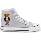 Ymn Ayakkabı Teddy Bear Ayıcık Baskılı Gri Bilekli Spor Ayakkabı Çocuk Sneaker