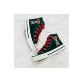 Ymn ayakkabı Teddy Bear Ayıcık Baskılı, Kırmızı Bağcıklı, Siyah Bilekli Spor Ayakkabı Çocuk Sneaker