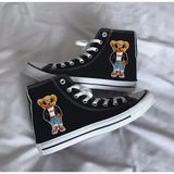 Ymn Ayakkabı Teddy Bear Ayıcık Baskılı Siyah Bilekli Spor Ayakkabı Çocuk Sneaker