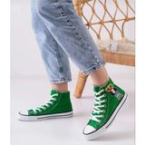 Ymn Ayakkabı Teddy Bear Ayıcık Baskılı Yeşil Bilekli Spor Ayakkabı Çocuk Sneaker - Koyu Yeşil