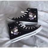 Ymn Ayakkabı Ymn Kuromi Temalı Siyah Bilekli Spor Ayakkabı Çocuk Sneaker Kız Çocuk Bağcıklı Düz Taban