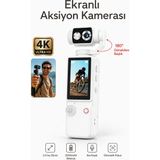 Yms 4K Hd Taşınabilir Vlog Spor ve Aksiyon Kamerası 2.0" Döndürülebilir IPS Ekran Gimbal Kamera - Beyaz