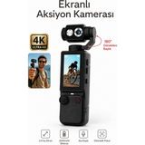 Yms 4K Hd Taşınabilir Vlog Spor ve Aksiyon Kamerası 2.0" Döndürülebilir IPS Ekran Gimbal Kamera - Siyah