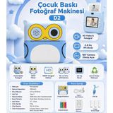 Yms Çocuk Kamerası Dijital Hd Video Kayıt ve Fotoğraf Termal Resim Kağıt Baskılı Yazıcı - Mavi