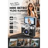 Yms Mini Kamera Dönen Ekran Flaşlı Selfie Video Vlog Kamerası Anahtarlık 1080P+48MP - Siyah