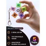 Yms Oyuncak 5 Tuşlu Stres Çarklı Işıklı Klavye Stres Giderici Ses Çıkaran Işıklı Tuş Takımı Anahtarlık